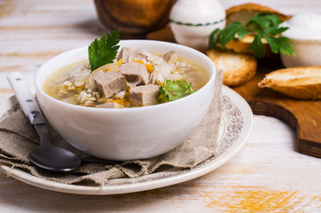 Soup with pearl barley