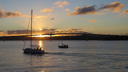 Sunset over the Auckland Harbour Bridge