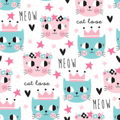 seamless colorful cat pattern vector illustration - 172644450