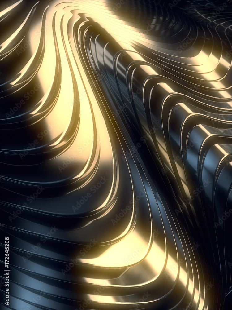 Poster Wave band abstract background surface 3d rendering