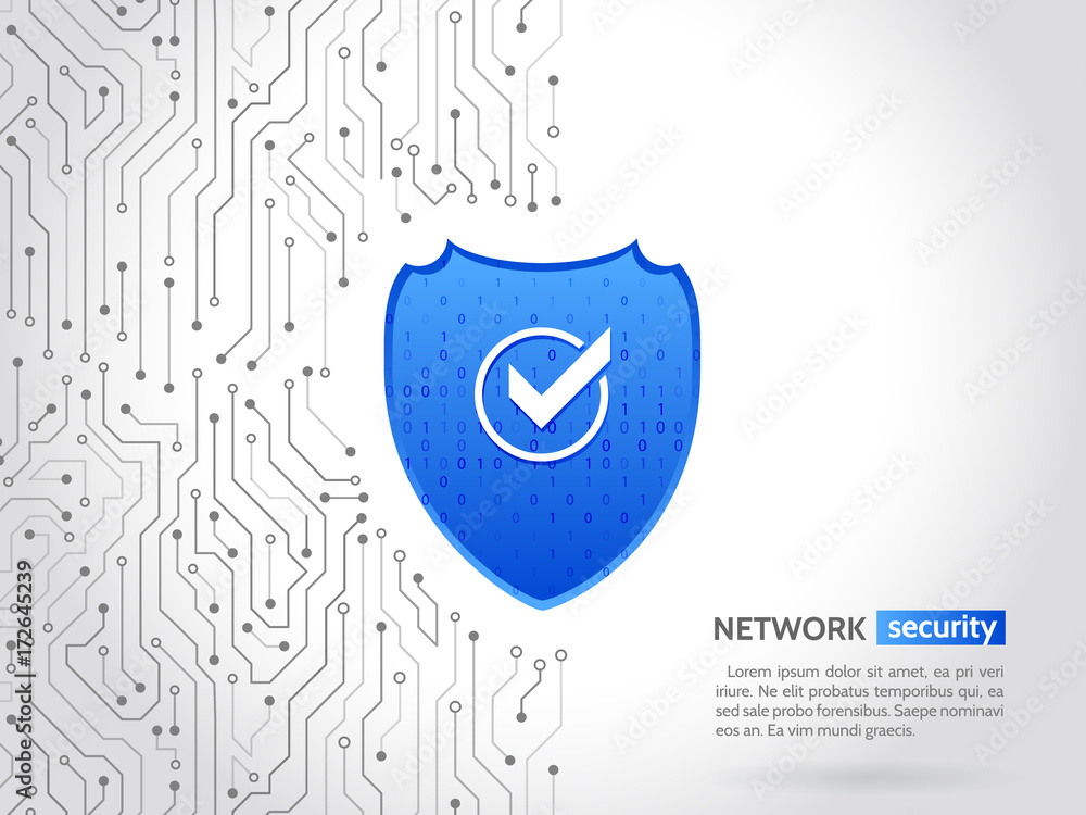 Aufkleber Abstract high tech circuit board. Security shield concept. Internet security. Vector illustration digital protection.