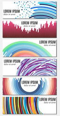Set of six colorful abstract header banners with curved lines and place for text. Vector backgrounds for web design.
