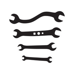Set of different size wrenches isolated on white background. Vector illustration