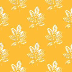 Seamless pattern of leaves. Leaf imprints. Autumn background.