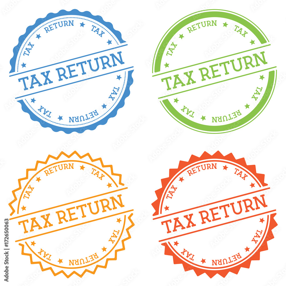 Poster tax return badge isolated on white background. flat style round label with text. circular emblem vec