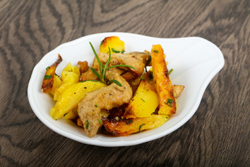 Fried potato with pork