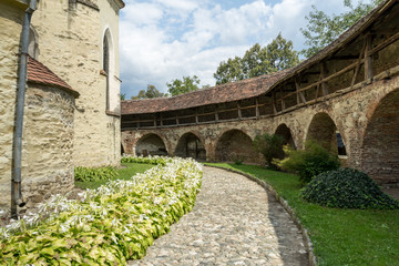 Fototapeta na wymiar Fortified church in Cisnadie, Romania
