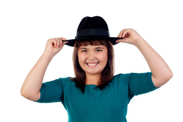 Adorable small girl with black hat
