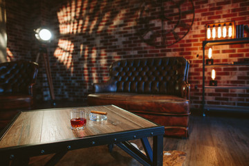 A glass with alcohol