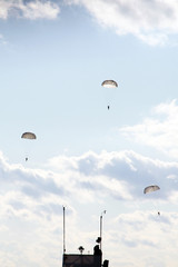 Instructor observer of the skydivers jumping from the tower