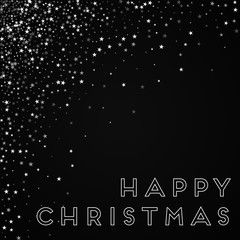 Happy Christmas greeting card. Amazing falling stars background. Amazing falling stars on black background. Delightful vector illustration.