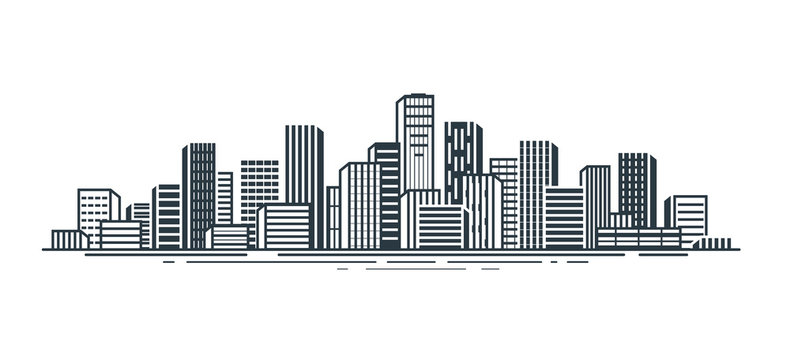 City view. Urban landscape, skyscrapers, building, city landscape concept. Vector illustration