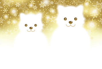 犬の雪だるま　年賀状/クリスマスカードテンプレート