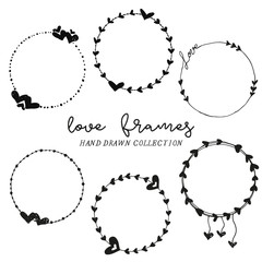 Round love frames, hand drawn collection