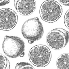 Hand drawn lemon pattern