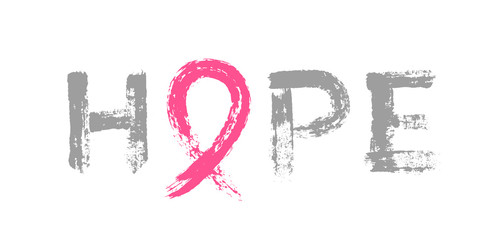 Hope Lettering Pink Ribbon Breast Cancer Awareness