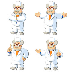 Cartoon old doctor. A set of images.