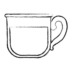 glass mug of coffee with handle monochrome blurred silhouette vector illustration
