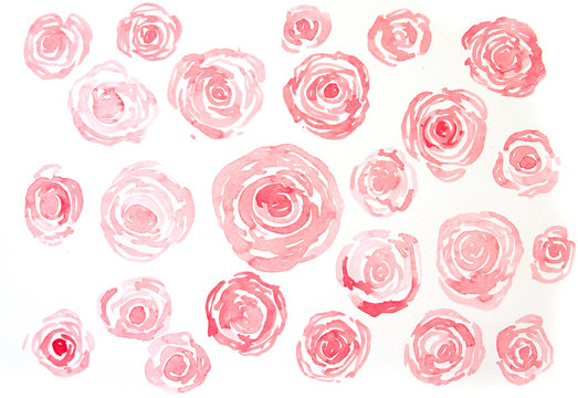 Red roses background, watercolor painting