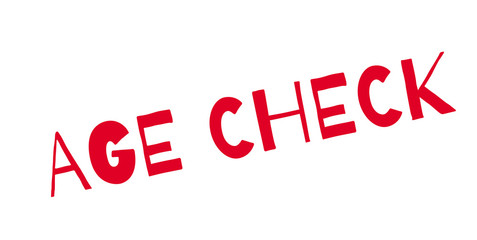 Age Check rubber stamp. Grunge design with dust scratches. Effects can be easily removed for a clean, crisp look. Color is easily changed.