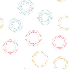Simple seamless textile pattern with color round elements. Vector background illusrtration.