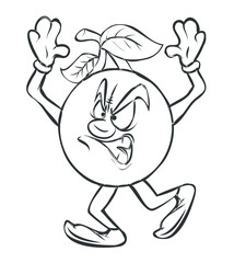 Angry Cartoon Cherry Vector Drawing