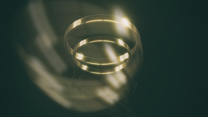 Gold wedding rings 3d illustration