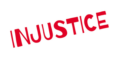 Injustice rubber stamp. Grunge design with dust scratches. Effects can be easily removed for a clean, crisp look. Color is easily changed.