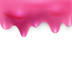 Beautiful dripping (fluid, liquid, flow) jam, juice or paint, milshake or yoghurt with shadow background. Vector illustration