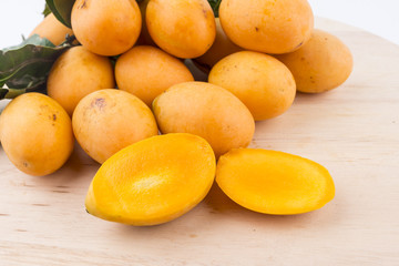 Plum mango with isolated white background