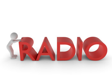 Radio informiert rund um die Uhr. 3D-Charakter steht am 