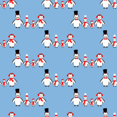 Fototapeta premium Penguin family pattern