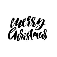 Hand drawn phrase Merry Christmas. Modern dry brush lettering design. Vector typography illustration. Holiday poster.