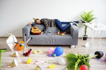 Hangover after a party