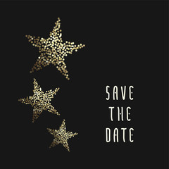 Golden stars save the date card