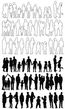 silhouette, sketch people vector, collection