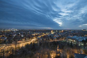 Bucharest aerial view at night - Cotroceni neighborhood