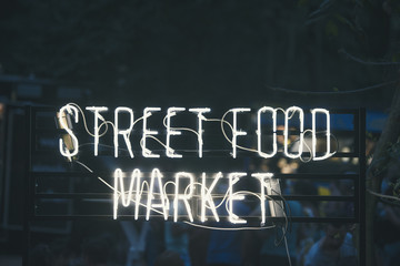 street food market sign