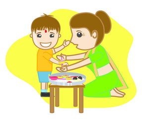 Celebrating Bhai Dooj � Cartoon Characters Vector