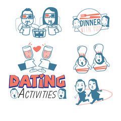 dating activities, couple character. love concept - vector illustration