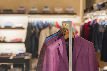 Elegant men clothing in a store