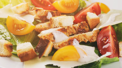 homemade caesar salad with chicken