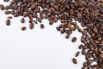 Concept roasted coffee beans with isolated white background
