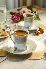 Two cups of Turkish coffee