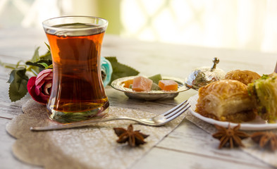 traditional glass of Turkish tea