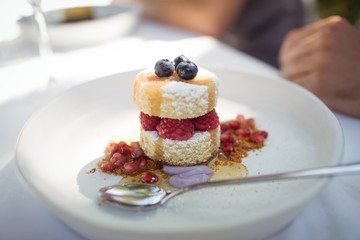 Dessert in plate at restaurant