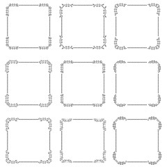 vector set of ornate black picture frames isolated on white