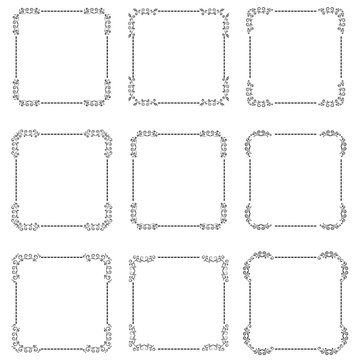 vector set of ornate black picture frames isolated on white