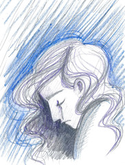 Depressed woman concept illustration