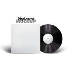 Beautiful, realistic vinyl record and cover mockup with light effect and shadow. Vector illustration